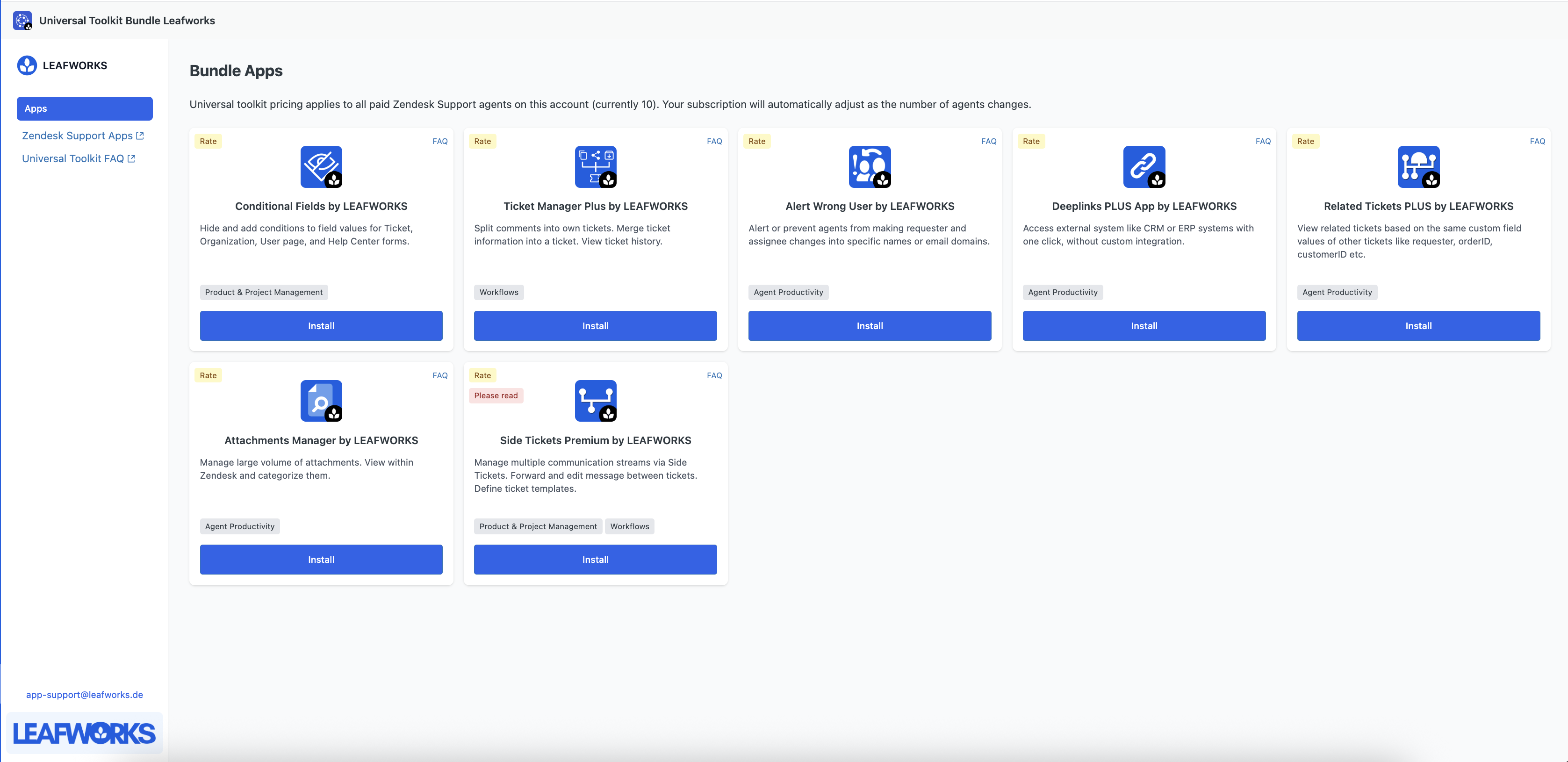 Universal Toolkit von Leafworks: enthaltene Apps