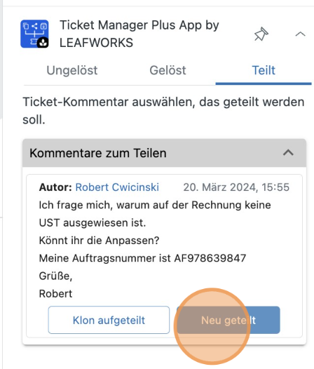 Ticket teilen mit Ticket Manager App Zendesk